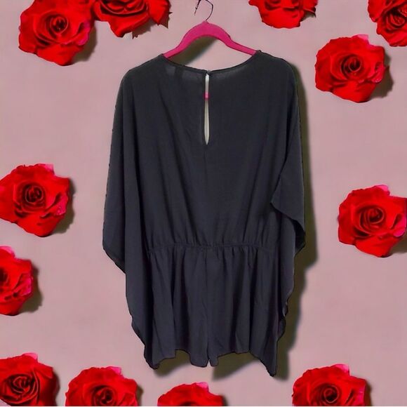 BUNDLE OF 2 SHEIN Black Rompers Kimono + Ribbed Halter Biker Shorts Unitard M - Picture 10 of 16